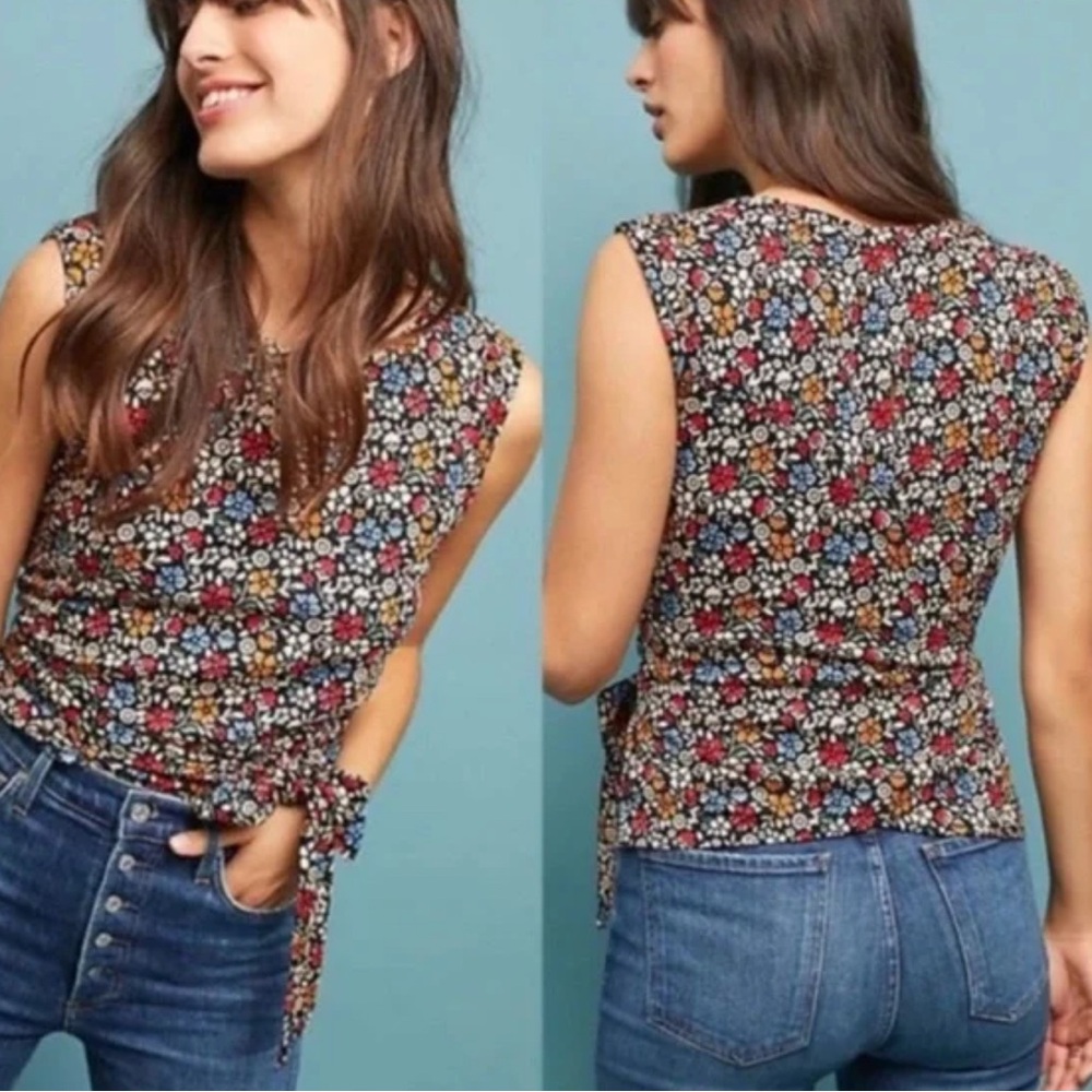 Anthropologie Maeve Sleeveless Floral Wrap Top
Size XS